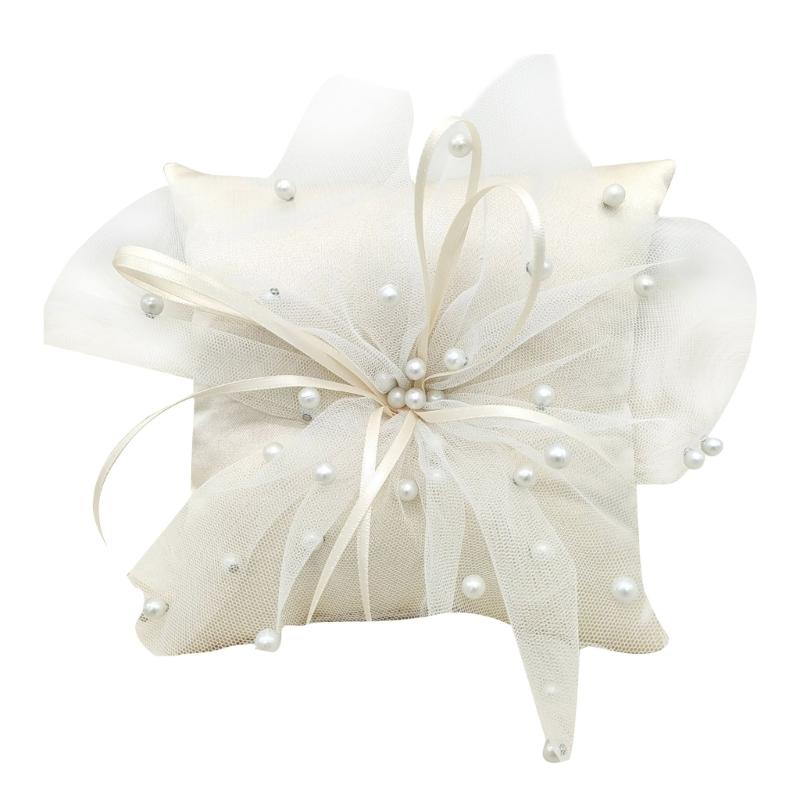 Ring Bearer Pillow - 31BB ręcznie robione perły poduszka białe