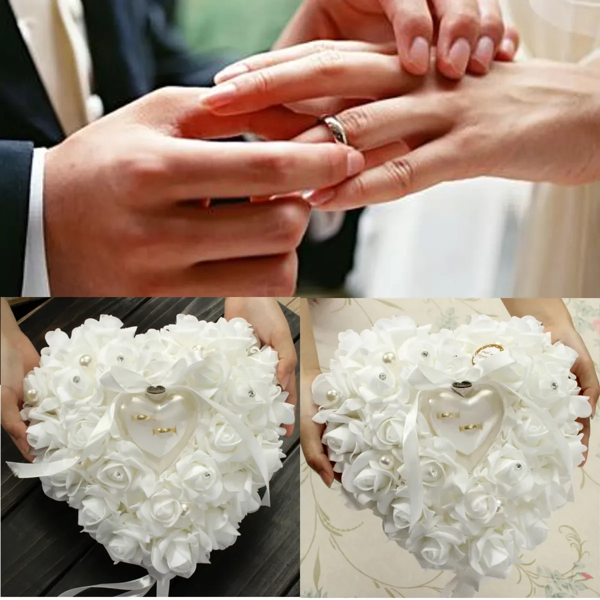 Ring Bearer Pillow - Biała poduszka na obrączki w kształcie
