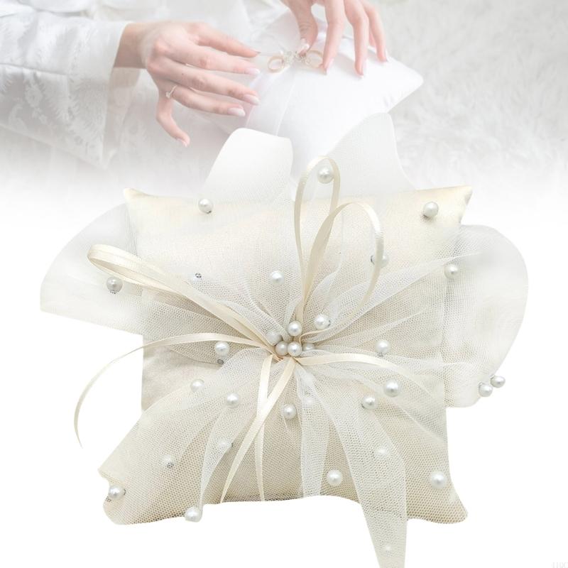 Ring Bearer Pillow - Ręcznie robiona poduszka Białe pierścienie Poduszka