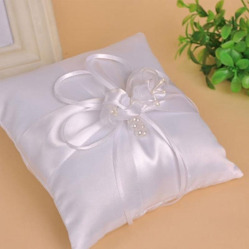 Ring Bearer Pillow - P9FE Wedding Pearls Pierścienie Poduszka na