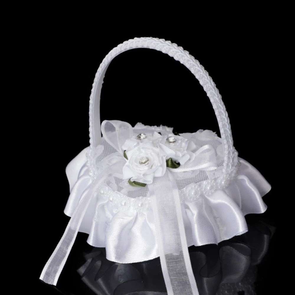 Ring Bearer Pillow - Biała koronkowa pudełko na pierścionek w