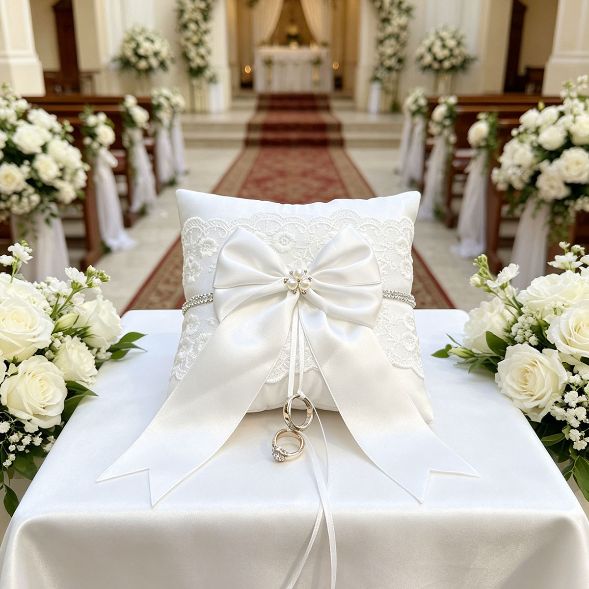 Biała koronkowa poduszka na ob – Ring Bearer Pillow recenzja i cena