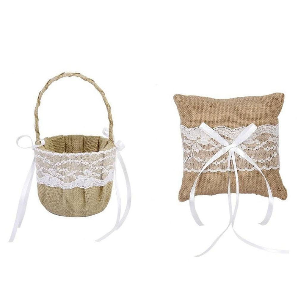 Zestaw 6 sztuk jutowych koszyk – Ring Bearer Pillow recenzja i cena
