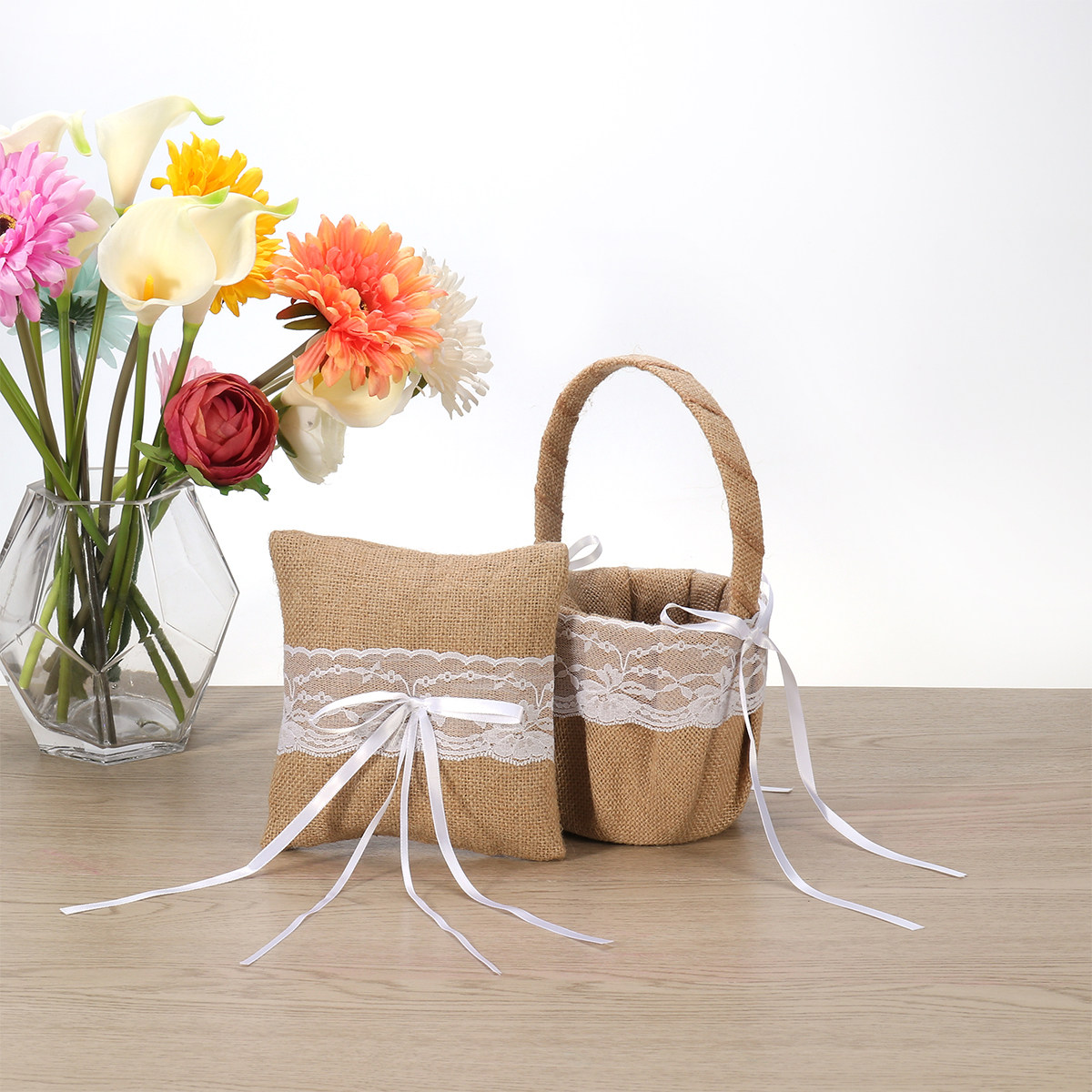 Zestaw 6 sztuk jutowych koszyk – Ring Bearer Pillow recenzja i cena